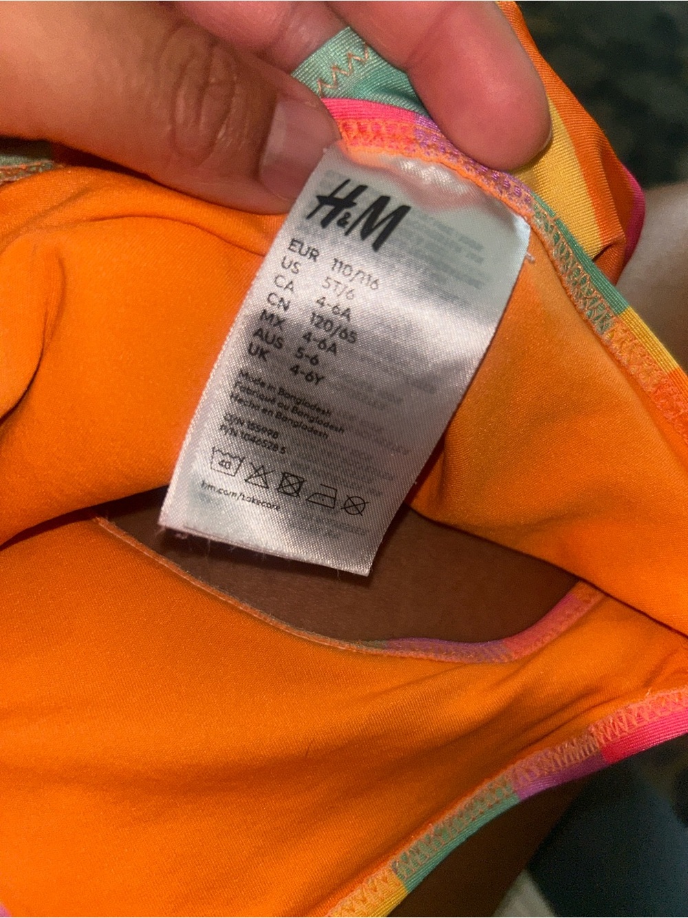 H&M Girls' Multicolor Rainbow Stripe Bikini - Pink, Orange, Teal, Purple, Yellow - Picture 2 of 2